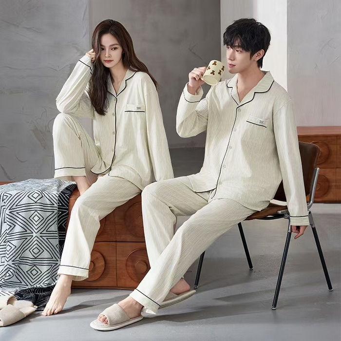 91家纺网 家纺一手货源 找家纺 （总）洛兰沙家居馆【只代发】【只代发】 纯棉情侣翻领睡袍