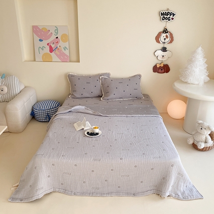 麻依 2025新款多层纱布天丝夏凉被子被芯 奶油波点-灰