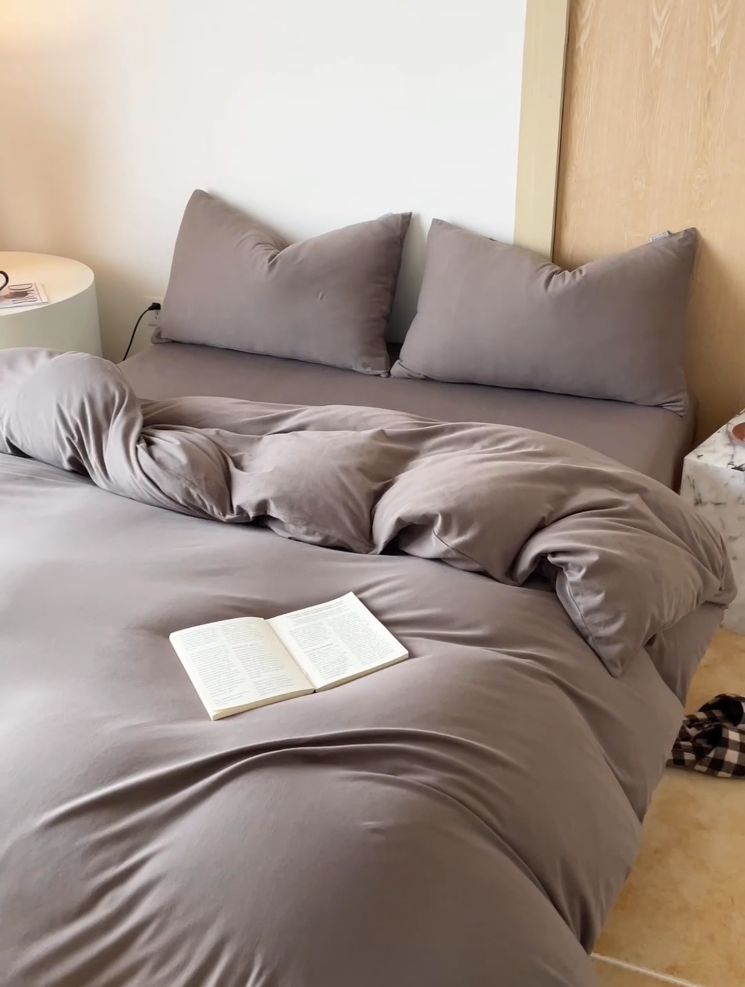 91家纺网 家纺一手货源 找家纺 梦可莱家居 2025春夏新品全棉针织棉纯色系列 烟灰