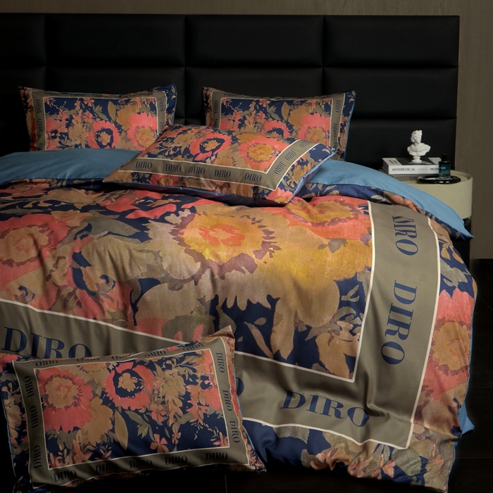 91家纺网 家纺一手货源 找家纺 花沐 2025新款轻奢潮牌亲肤棉纯棉四件套 花迪