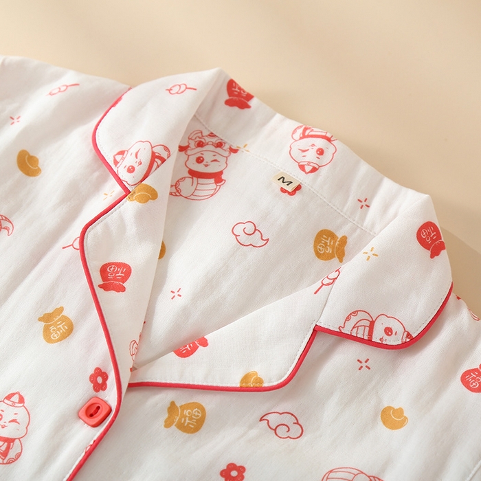 91家纺网 家纺一手货源 找家纺 （总）洛兰沙家居馆【只代发】【只代发】 简约印花睡衣女春夏季宽松休闲家居服