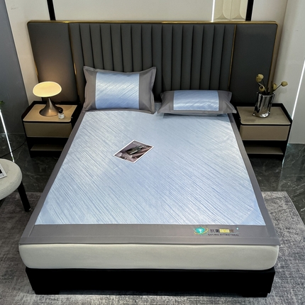 91家纺网 家纺一手货源 找家纺 航途席业 2025新款提花冰丝席床席 流星雨-紫灰