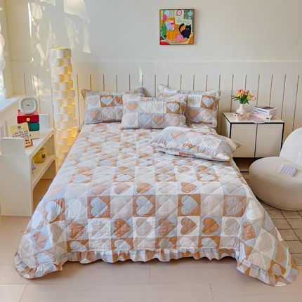 91家纺网 家纺一手货源 找家纺 （总）U品汇 2025新品A类全棉夹棉床盖纯棉100%棉绗缝三件套炕垫褥子13372