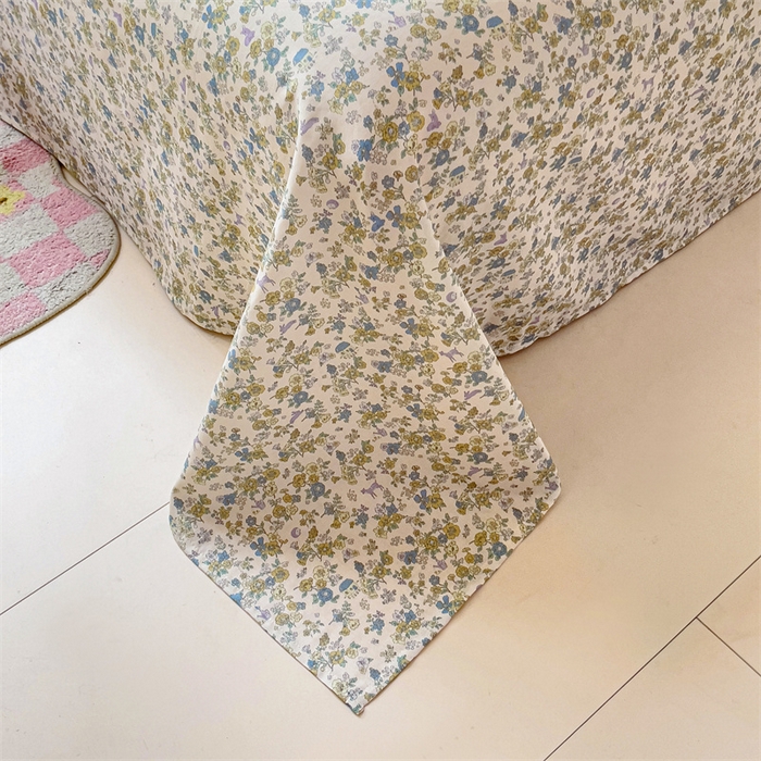 91家纺网 家纺一手货源 找家纺 名兮-2025新款全棉双层纱床单 双层纱-粉黛蓝