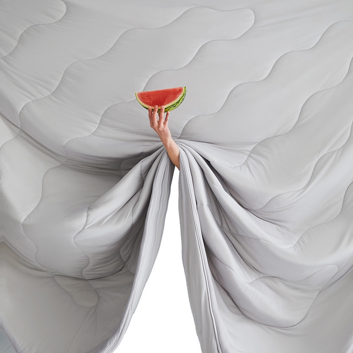 91家纺网 家纺一手货源 找家纺 米米儿家纺 2025新款跨境电商凉感丝夏被西瓜空调被 冰灰