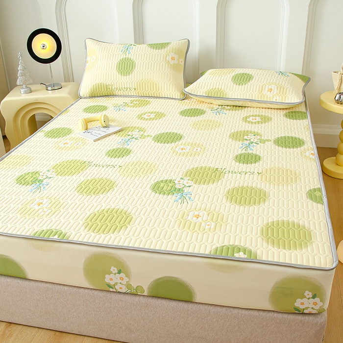 91家纺网 家纺一手货源 找家纺 伊人坊 2025新款A类凉感丝乳胶床笠凉席三件套 春意盎然