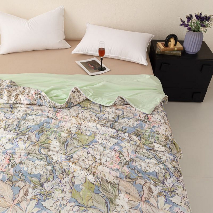 91家纺网 家纺一手货源 找家纺 （总）睡棉坊 2025新款数码印花凉感丝水墨画系列夏被-场景二