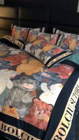 91家纺网 家纺一手货源 找家纺 花沐 2025新款轻奢潮牌亲肤棉纯棉四件套 美美熊