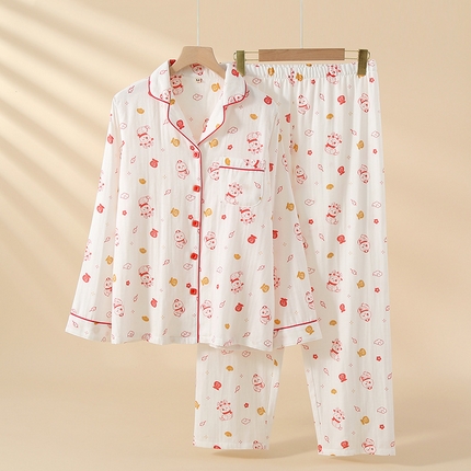 91家纺网 家纺一手货源 找家纺 （总）洛兰沙家居馆【只代发】【只代发】 简约印花睡衣女春夏季宽松休闲家居服