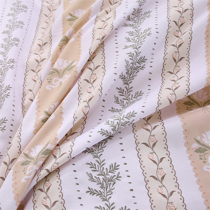 91家纺网 家纺一手货源 找家纺 织写 2025新款A类双层纱针织棉四件套床单四件套床单四件套小清新四件套 初享时光-咖