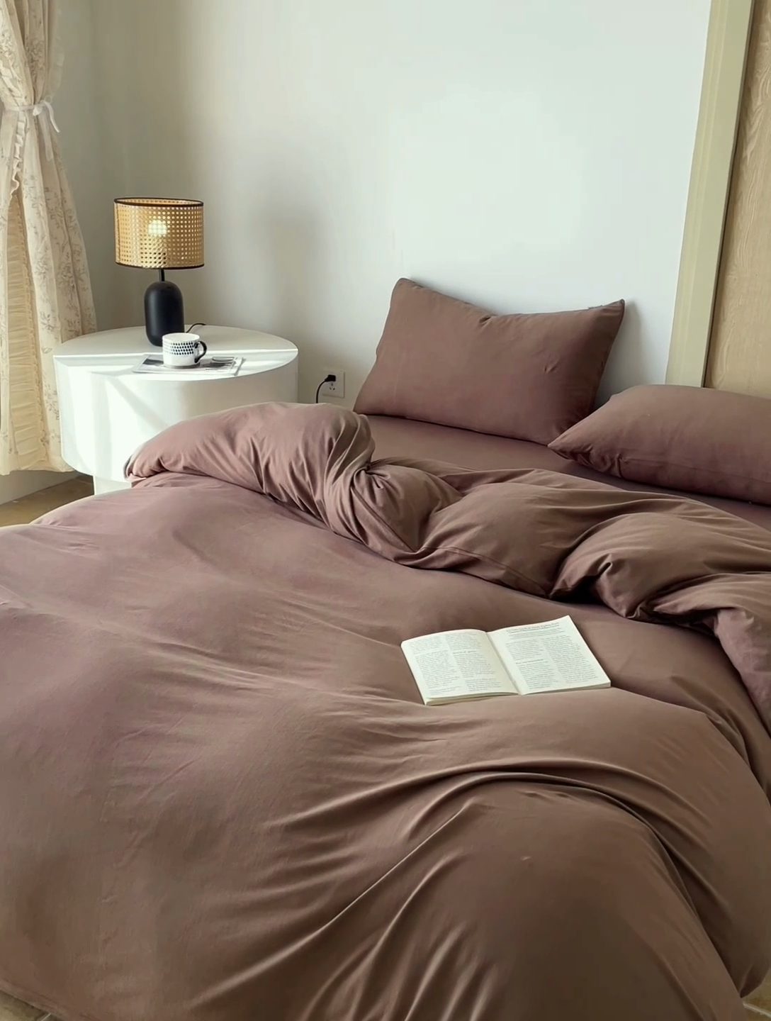 91家纺网 家纺一手货源 找家纺 梦可莱家居 2025春夏新品全棉针织棉纯色系列 摩卡棕