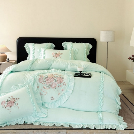米可 2025新款云朵棉绣花工艺款四件套-伊甸园 伊甸园-绿