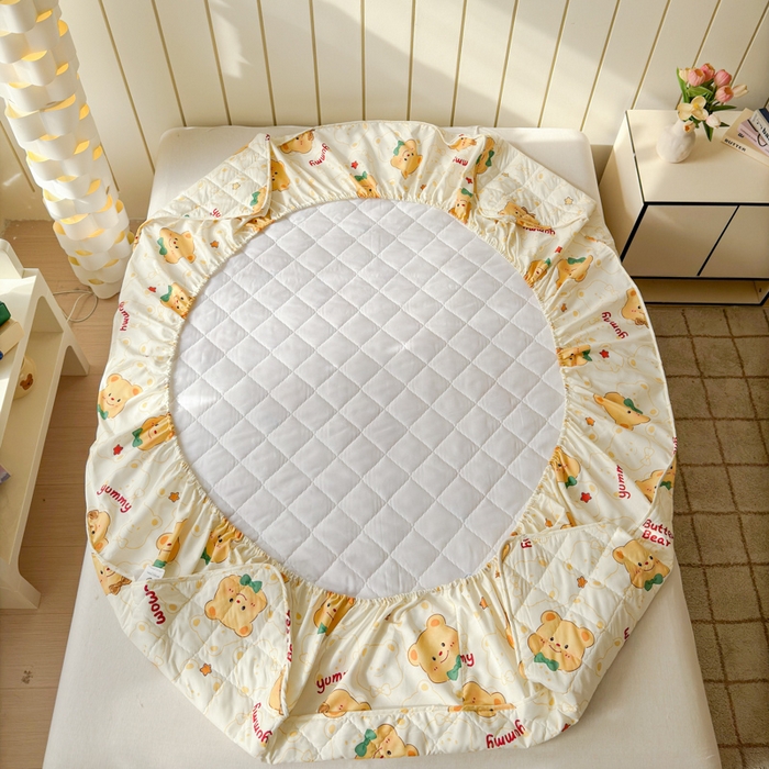 91家纺网 家纺一手货源 找家纺 U品汇 2025新款A类全棉夹棉防水床笠床罩单件隔尿透气床垫加厚防尘可水洗保护套 瑞迪熊