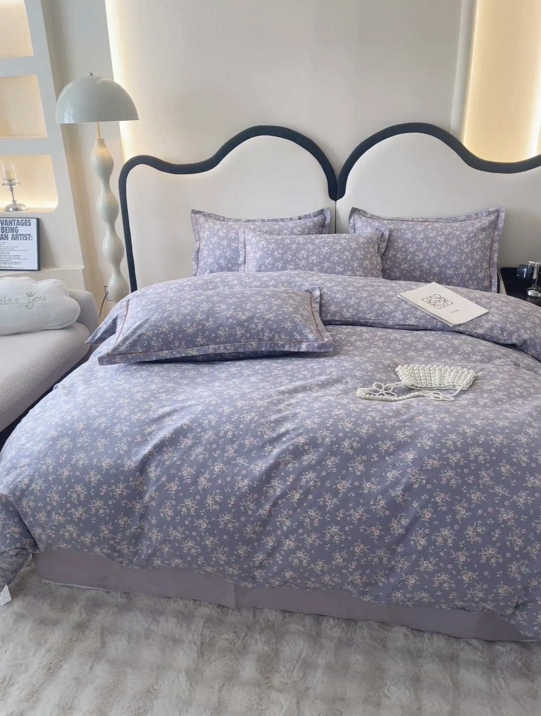 91家纺网 家纺一手货源 找家纺 首爱家纺 2025新款全棉四件套小清新人字纹四件套纯棉四件套 梦幻紫兰