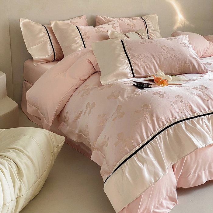 91家纺网 家纺一手货源 找家纺 （总）奥汀洛家纺 2025新款公主风工艺款水洗天丝四件套-甜心小姐