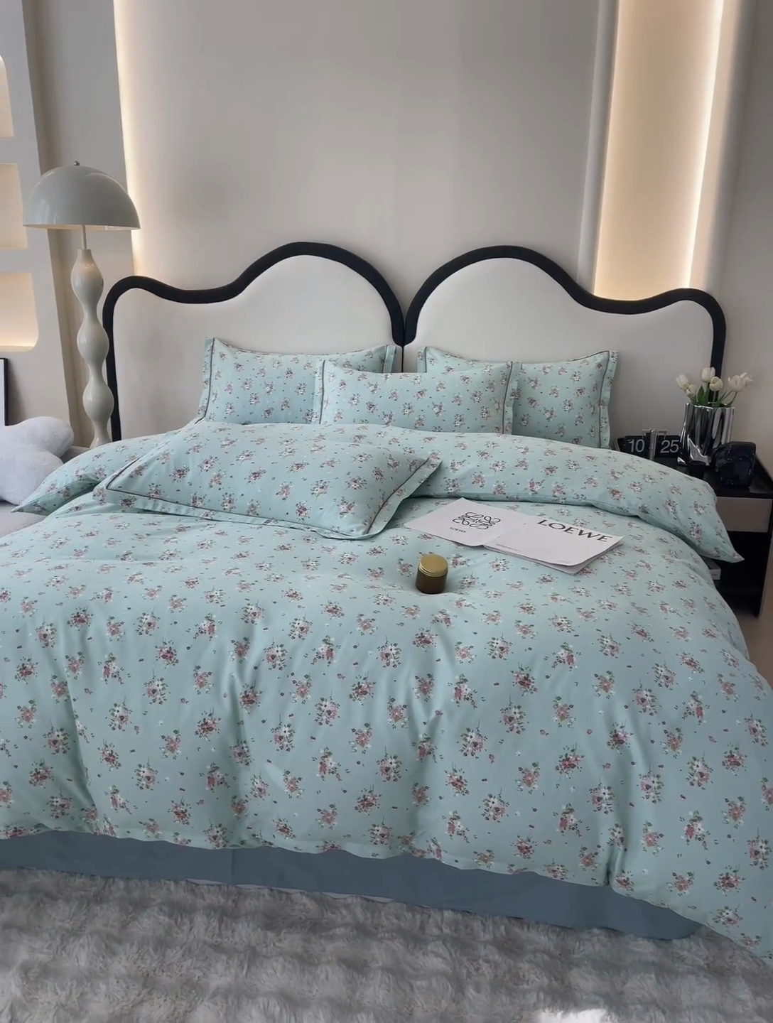 91家纺网 家纺一手货源 找家纺 棉乐町家居 2025新款全棉小清新人字纹四件套 清新薄荷