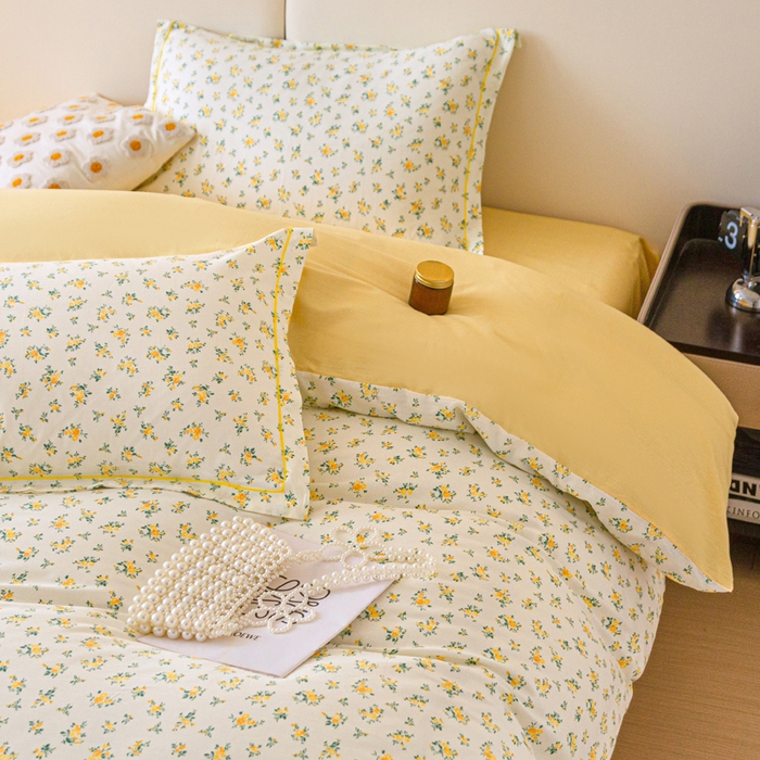 91家纺网 家纺一手货源 找家纺 金泰莱 2025新款全棉小清新人字纹四件套 春日碎花