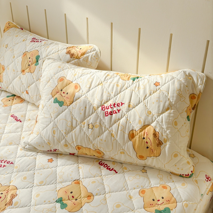 91家纺网 家纺一手货源 找家纺 U品汇 2025新款A类全棉夹棉防水床笠床罩单件隔尿透气床垫加厚防尘可水洗保护套 瑞迪熊