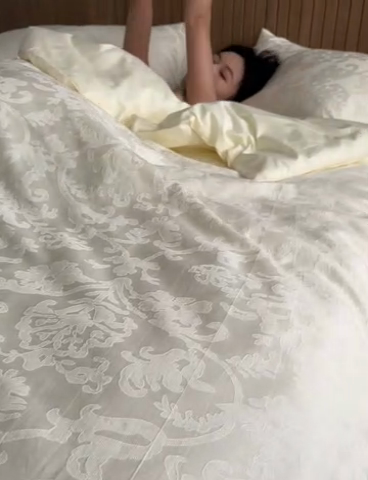 91家纺网 家纺一手货源 找家纺 安莱生活 2025全棉浮雕提花四件套-科林斯系列 科林斯-象牙白