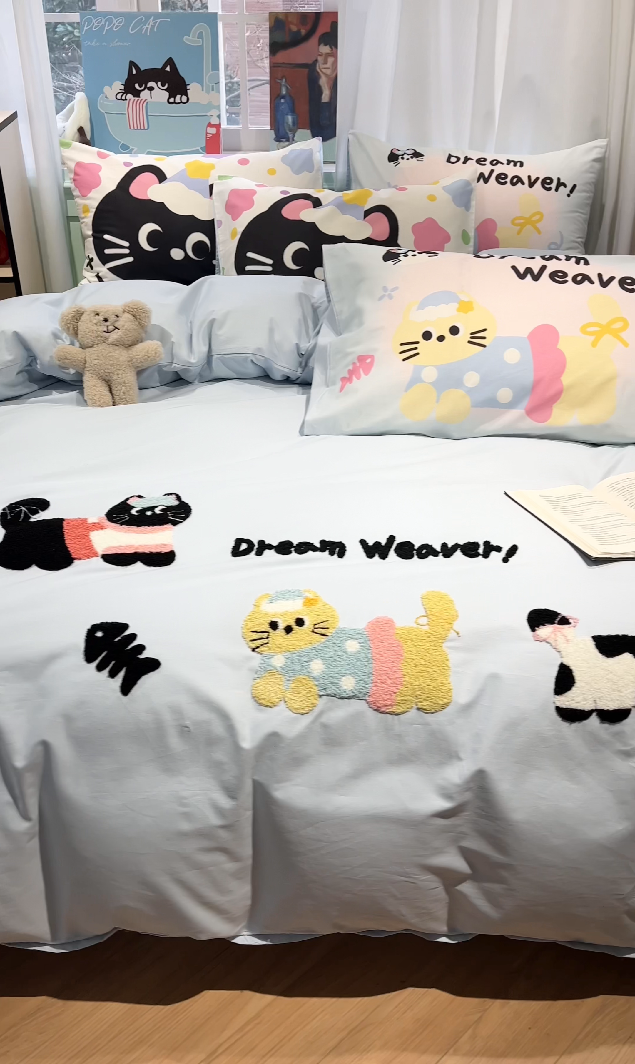 91家纺网 家纺一手货源 找家纺 蓝邻2025年新款全棉纯棉40s毛巾绣四件套 蓝梦喵语