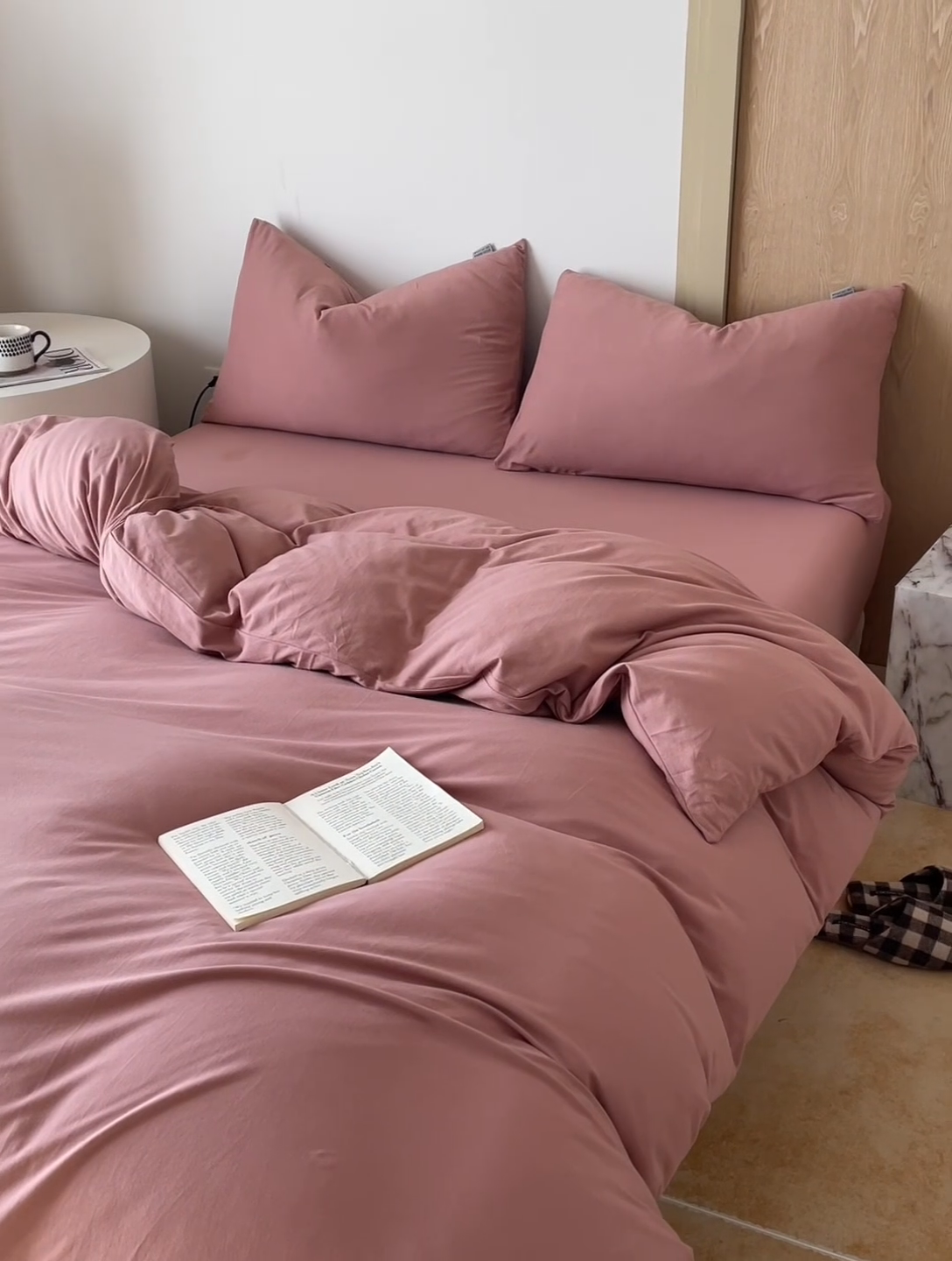 91家纺网 家纺一手货源 找家纺 梦可莱家居 2025春夏新品全棉针织棉纯色系列 树莓粉