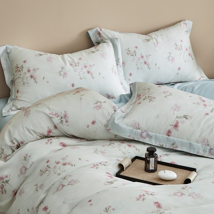 91家纺网 家纺一手货源 找家纺 顾家家居 2025新款莱塞尔兰精天丝印花四件套 捻绣