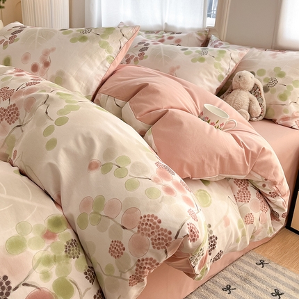 91家纺网 家纺一手货源 找家纺 （总）瑞莱  2025春季新款13372全棉印花四件套-小清新系列