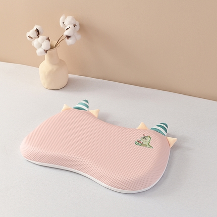 91家纺网 家纺一手货源 找家纺 小猫派2025新款冰感硅胶儿童舒睡枕 枕头枕芯  硅胶恐龙粉