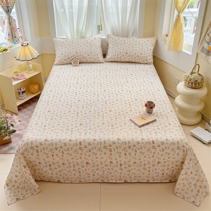 91家纺网 家纺一手货源 找家纺 名兮-2025新款全棉双层纱床单 双层纱-乖乖兔