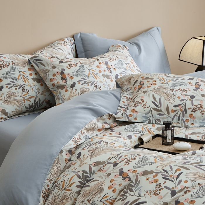 91家纺网 家纺一手货源 找家纺 顾家家居 2026新款莱塞尔兰精天丝印花四件套 露华浓