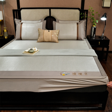 91家纺网 家纺一手货源 找家纺 （总）小牛席业 2025新款柠檬清香冰藤席（床笠款））凉席藤席冰藤席竹席空调席草席冰丝席豆豆席乳胶席三件套