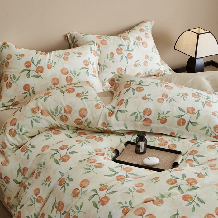 91家纺网 家纺一手货源 找家纺 顾家家居 2026新款莱塞尔兰精天丝印花四件套 茉妍