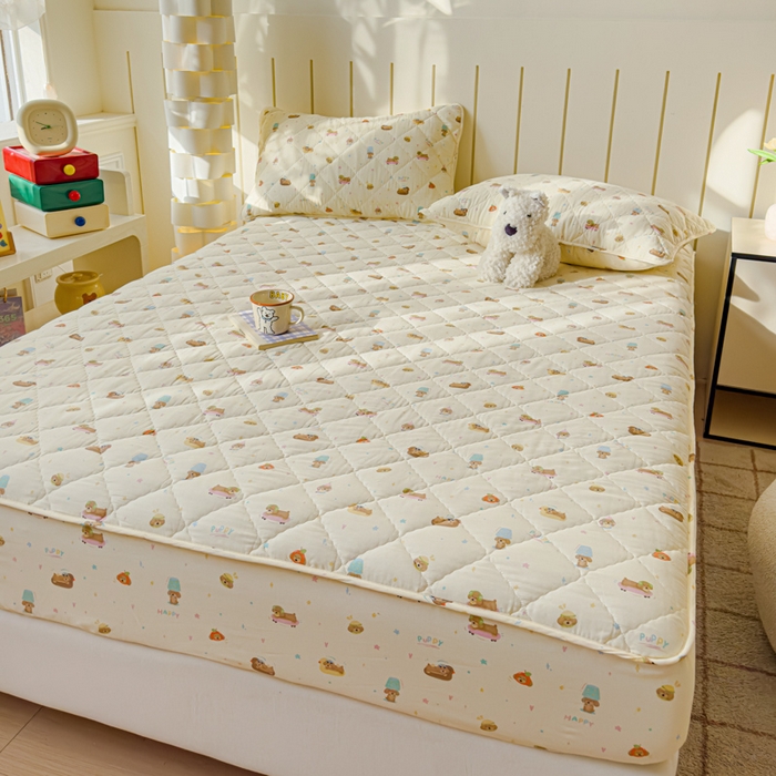 91家纺网 家纺一手货源 找家纺 （总）U品汇 2025新款A类全棉夹棉防水床笠床罩单件隔尿透气床垫加厚防尘可水洗保护套