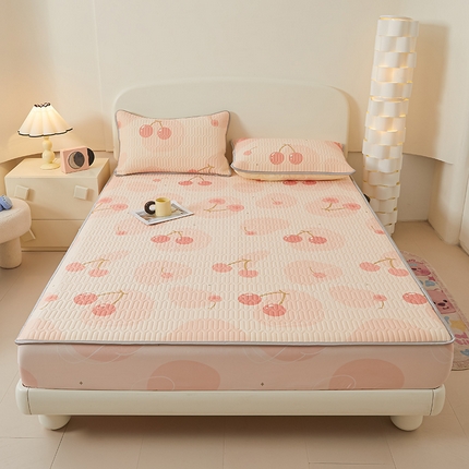 91家纺网 家纺一手货源 找家纺 （总）伊人坊 2025新款A类凉感丝乳胶床笠凉席三件套