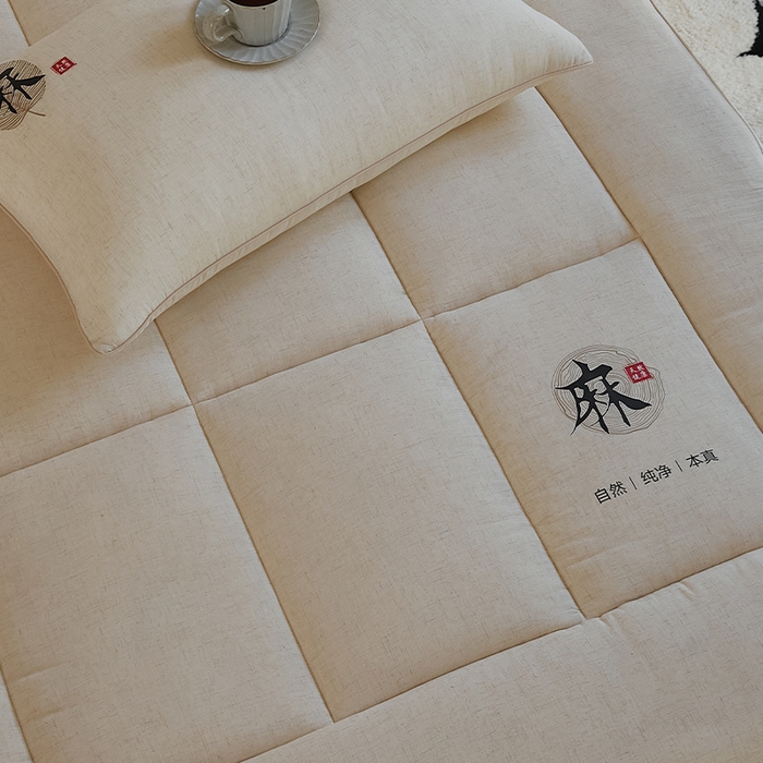 91家纺网 家纺一手货源 找家纺 （总）良品汇馆 日式无印亚麻床垫良品A类5公分保暖垫子大豆纤维床垫床褥加厚立体