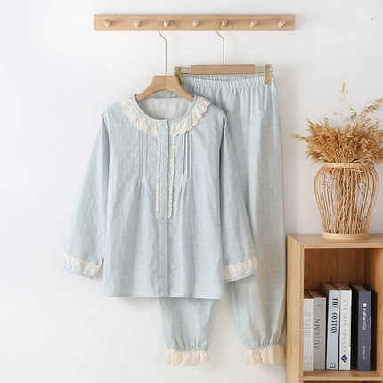 91家纺网 家纺一手货源 找家纺 （总）洛兰沙家居馆【只代发】【只代发】 简约印花睡衣女春夏季宽松休闲家居服