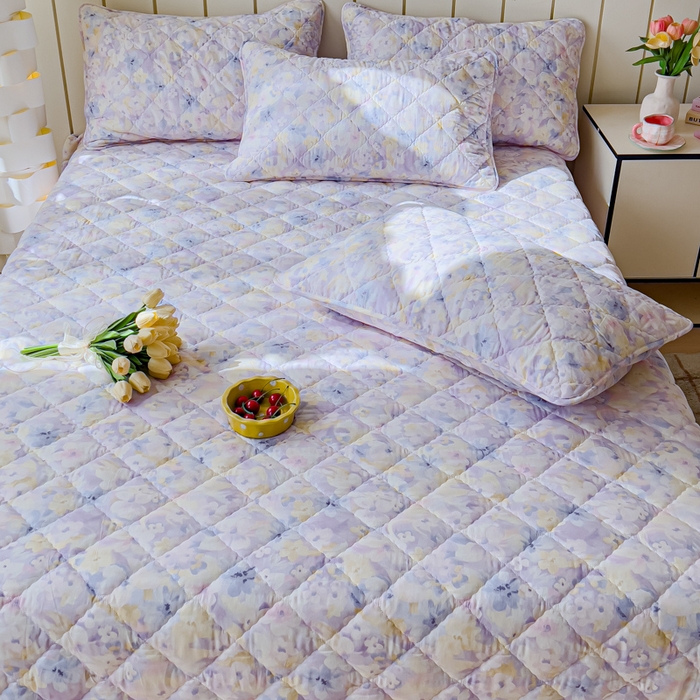 91家纺网 家纺一手货源 找家纺 U品汇 2025新品A类全棉夹棉床盖纯棉100%棉绗缝三件套炕垫褥子13372 G香颂蝶舞