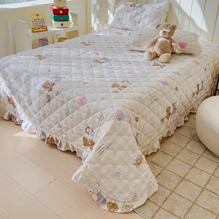 91家纺网 家纺一手货源 找家纺 U品汇 2025新品A类全棉夹棉床盖纯棉100%棉绗缝三件套炕垫褥子13372 G童谣