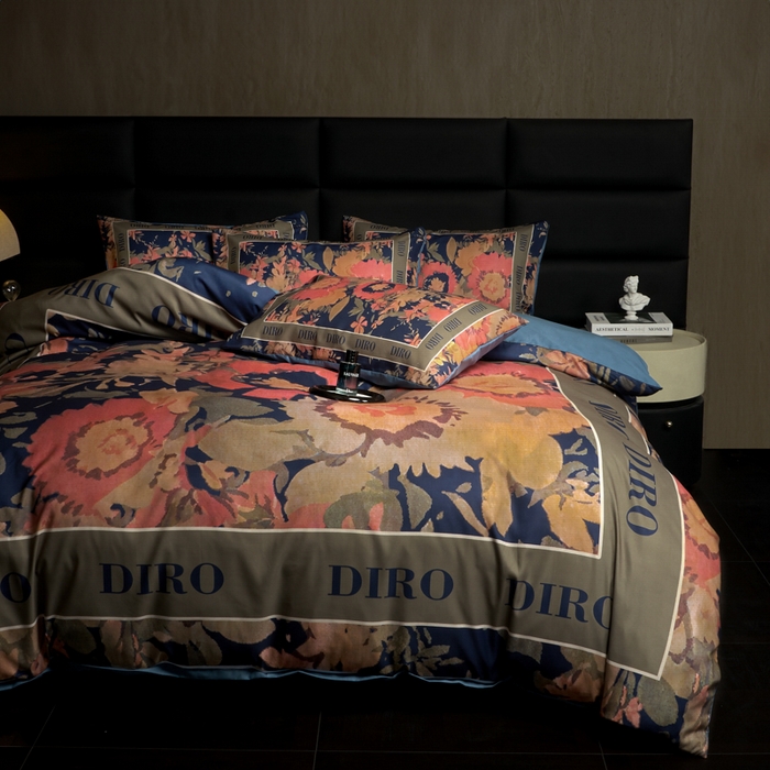 91家纺网 家纺一手货源 找家纺 花沐 2025新款轻奢潮牌亲肤棉纯棉四件套 花迪