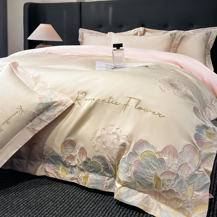 91家纺网 家纺一手货源 找家纺 （总）女子家纺 2025新款亲肤棉刺绣四件套-兹尔华