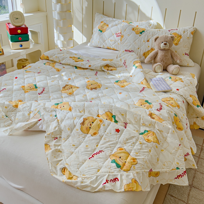 91家纺网 家纺一手货源 找家纺 U品汇 2025新品A类全棉夹棉床盖纯棉100%棉绗缝三件套炕垫褥子13372 G瑞迪熊