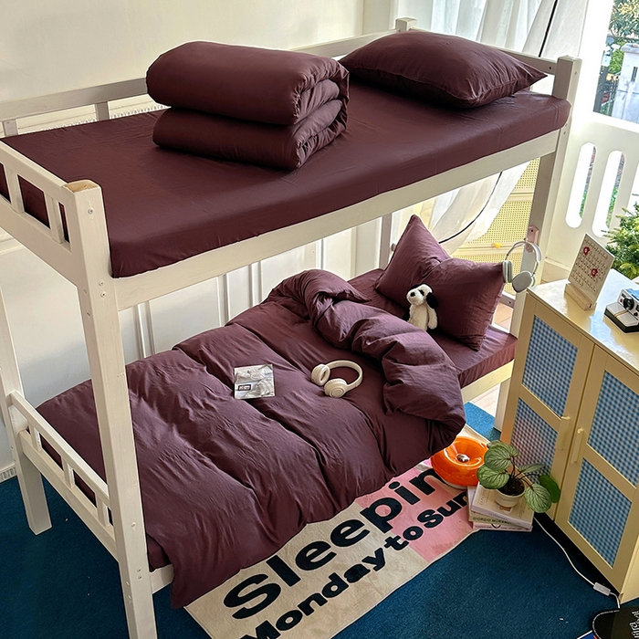 91家纺网 家纺一手货源 找家纺 阿曼达 2025新款纯色水洗m学生床单人四件套 纯色-幻紫