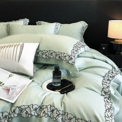91家纺网 家纺一手货源 找家纺 （总）时亿家居 2025新款60支天丝绣花四件套-梦怡系列