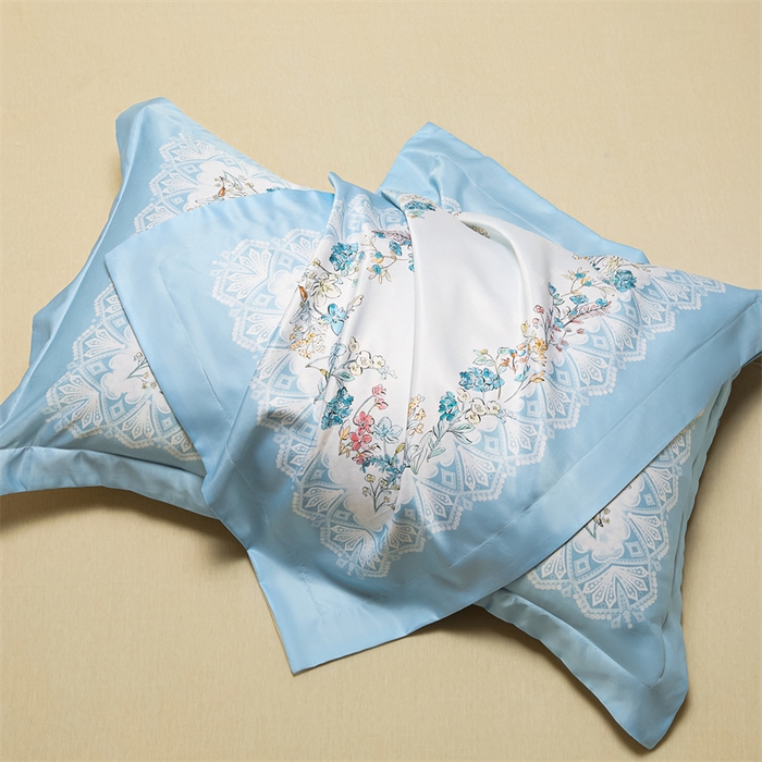 91家纺网 家纺一手货源 找家纺 笙意家纺 2025新款水洗真丝数码印花卡通枕套 花园梦境