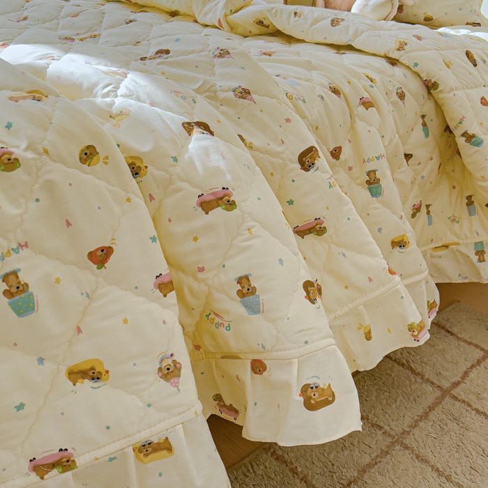 91家纺网 家纺一手货源 找家纺 U品汇 2025新品A类全棉夹棉床盖纯棉100%棉绗缝三件套炕垫褥子13372 G狗狗乐园