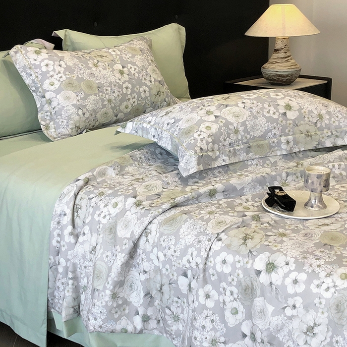 91家纺网 家纺一手货源 找家纺 立奥被业 2025新款雪纺纱夏被超柔数码印花夏被雪纺夏凉被 觅清-浅绿