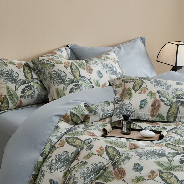 91家纺网 家纺一手货源 找家纺 顾家家居 2026新款莱塞尔兰精天丝印花四件套 曼茂