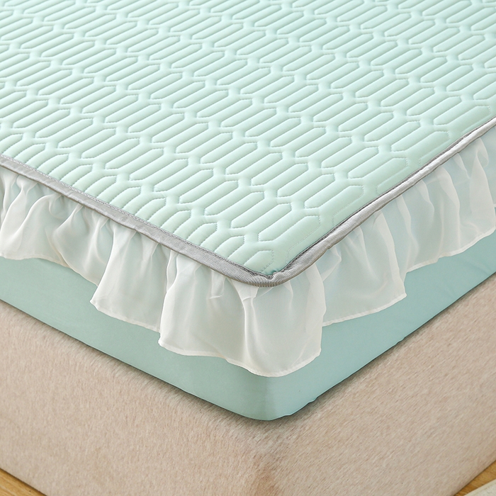 91家纺网 家纺一手货源 找家纺 伊人坊 2025新款A类凉感丝乳胶床笠凉席三件套-花边款 花边-薄荷绿