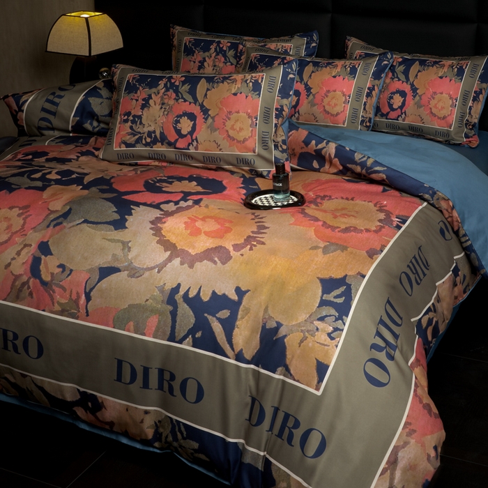 91家纺网 家纺一手货源 找家纺 花沐 2025新款轻奢潮牌亲肤棉纯棉四件套 花迪