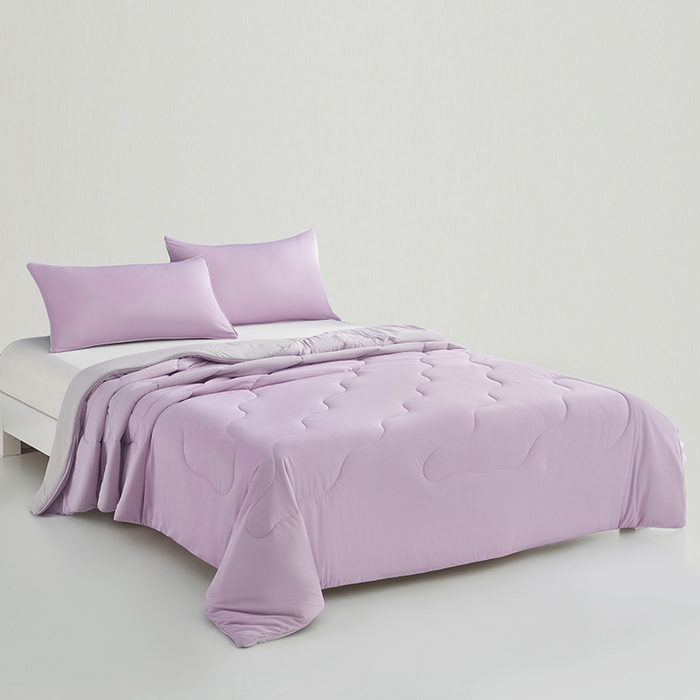 91家纺网 家纺一手货源 找家纺 米米儿家纺 2025新款跨境电商凉感丝夏被西瓜空调被 丁香紫灰